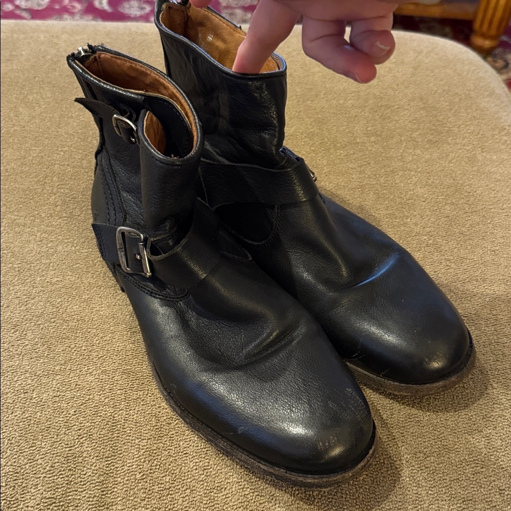 FRYE Tyler Engineer Leather Boots Womens Black 3472366 Size 11 (TD)